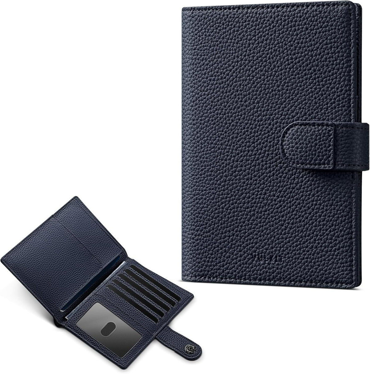 Leather Passport Travel Wallet for 2 Passports Pocket Slim Double Passport Holder RFID Blocking with ID Window for Women or Men