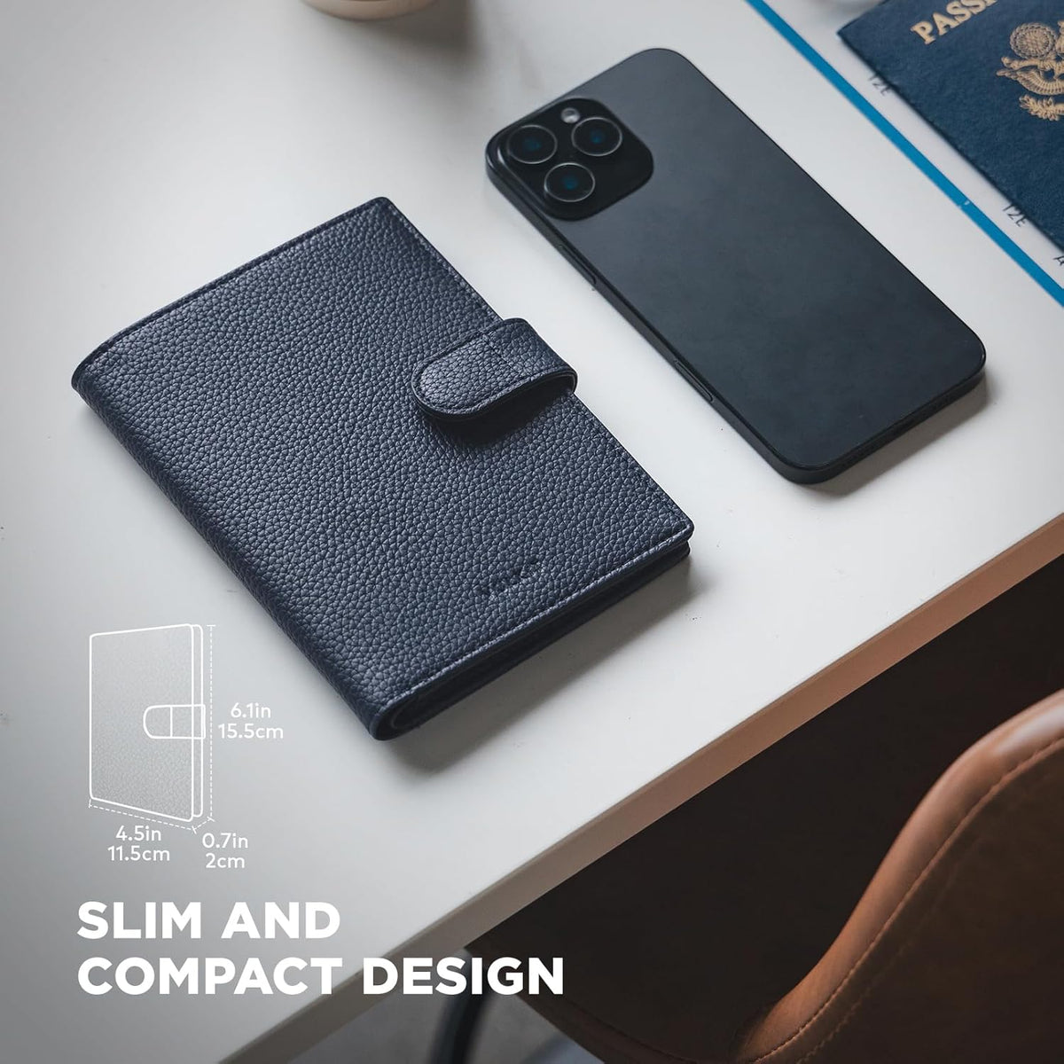 Leather Passport Travel Wallet for 2 Passports Pocket Slim Double Passport Holder RFID Blocking with ID Window for Women or Men