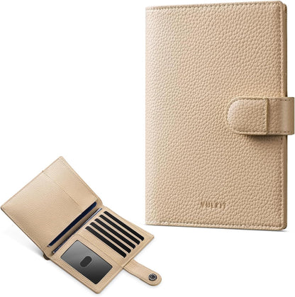 Leather Passport Travel Wallet for 2 Passports Pocket Slim Double Passport Holder RFID Blocking with ID Window for Women or Men