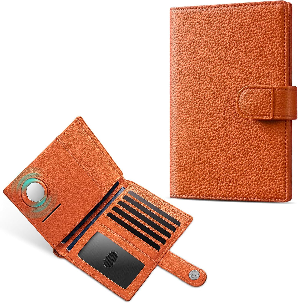 Leather Passport Travel Wallet for 2 Passports Pocket Slim Double Passport Holder RFID Blocking with ID Window for Women or Men
