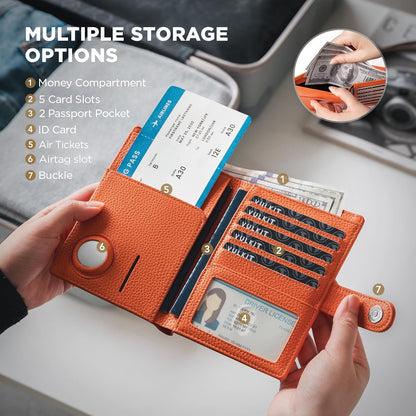 Leather Passport Travel Wallet for 2 Passports Pocket Slim Double Passport Holder RFID Blocking with ID Window for Women or Men