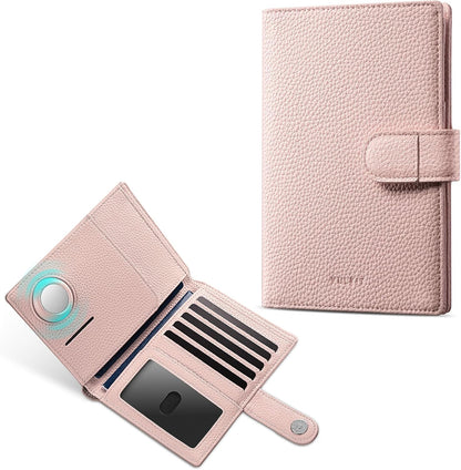 Leather Passport Travel Wallet for 2 Passports Pocket Slim Double Passport Holder RFID Blocking with ID Window for Women or Men