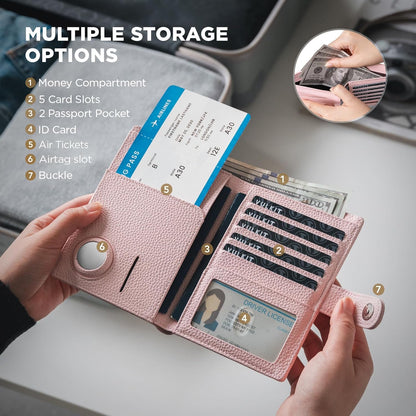 Leather Passport Travel Wallet for 2 Passports Pocket Slim Double Passport Holder RFID Blocking with ID Window for Women or Men