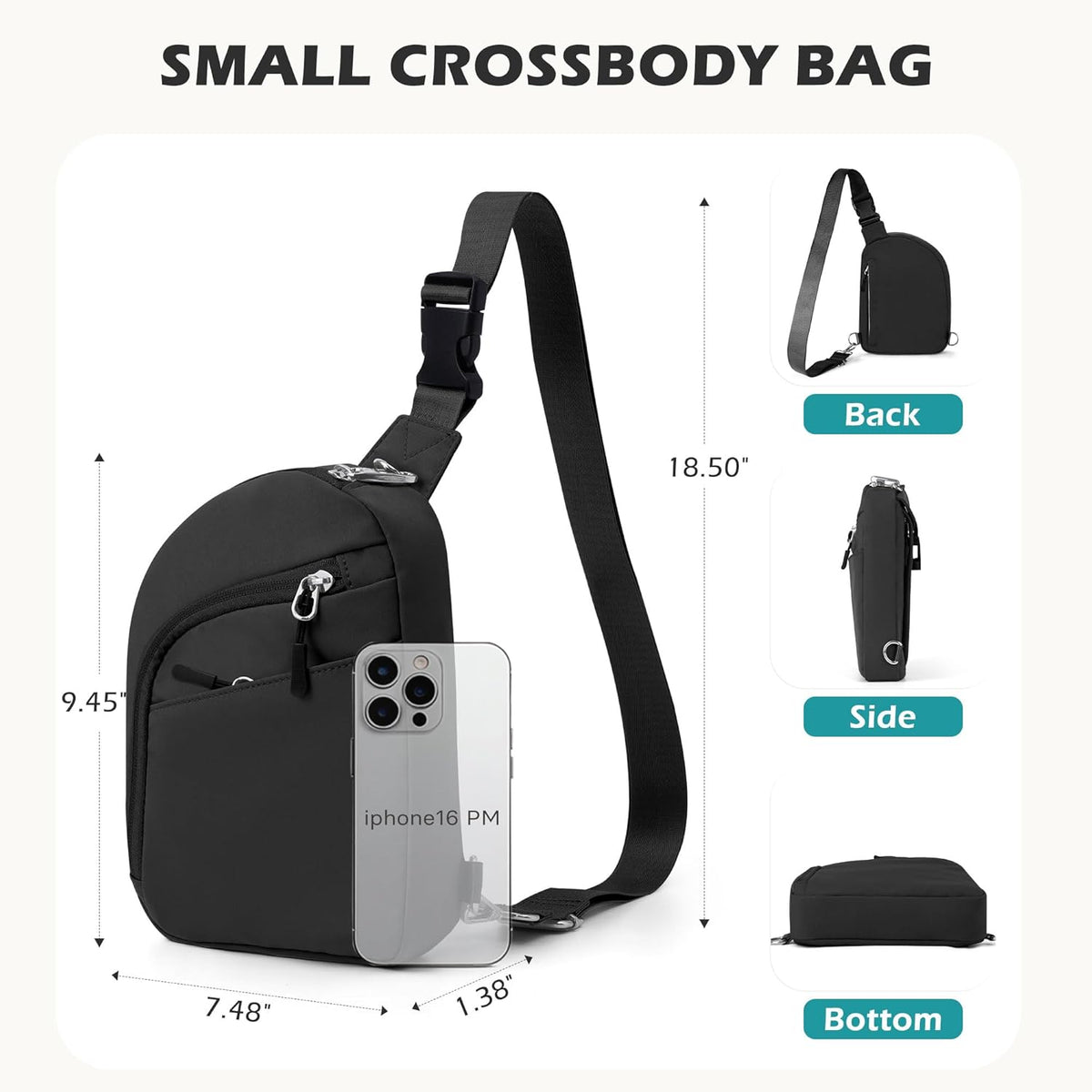 Anti Theft Crossbody Bags for Women Men, Small Sling Crossbody Bag Travel Purse Shoulder Wallet with RFID Blocking