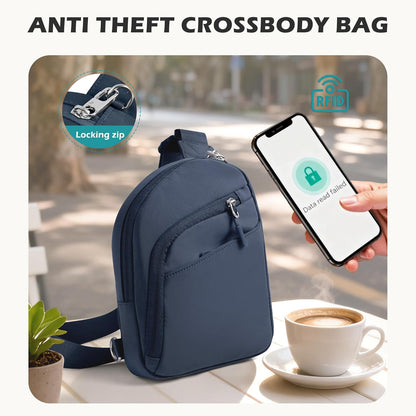 Anti Theft Crossbody Bags for Women Men, Small Sling Crossbody Bag Travel Purse Shoulder Wallet with RFID Blocking