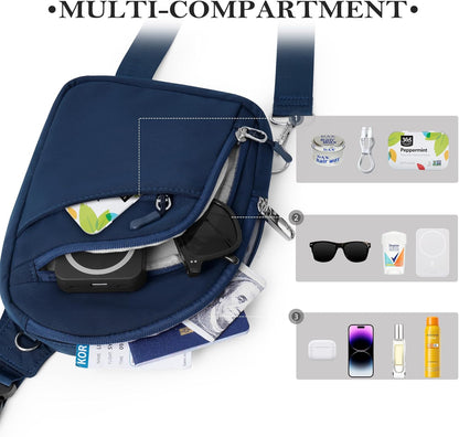 Anti Theft Crossbody Bags for Women Men, Small Sling Crossbody Bag Travel Purse Shoulder Wallet with RFID Blocking