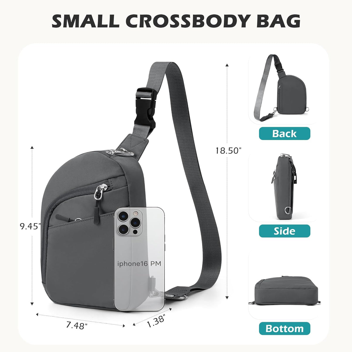 Anti Theft Crossbody Bags for Women Men, Small Sling Crossbody Bag Travel Purse Shoulder Wallet with RFID Blocking