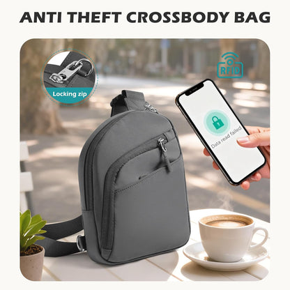 Anti Theft Crossbody Bags for Women Men, Small Sling Crossbody Bag Travel Purse Shoulder Wallet with RFID Blocking