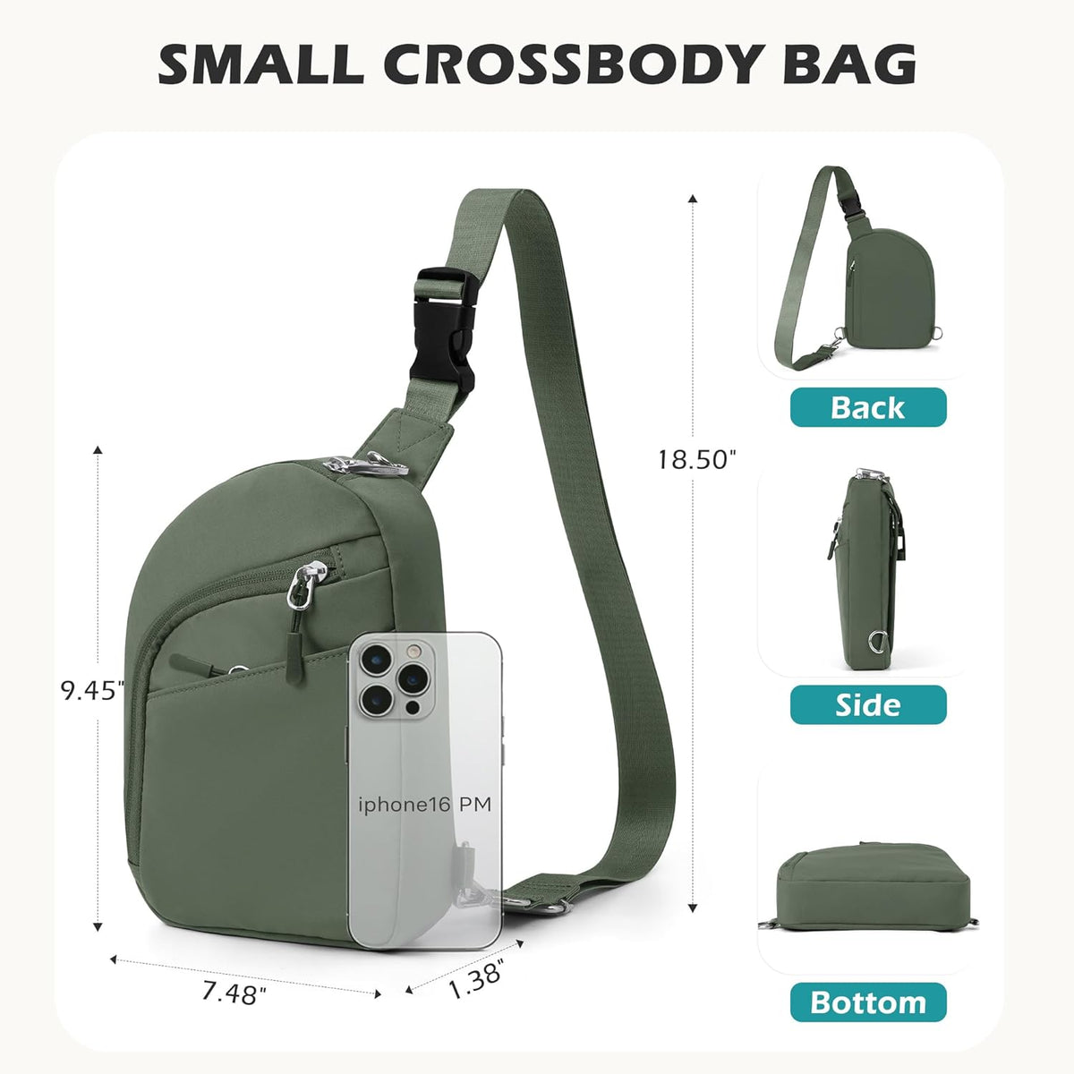 Anti Theft Crossbody Bags for Women Men, Small Sling Crossbody Bag Travel Purse Shoulder Wallet with RFID Blocking