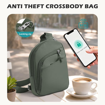 Anti Theft Crossbody Bags for Women Men, Small Sling Crossbody Bag Travel Purse Shoulder Wallet with RFID Blocking