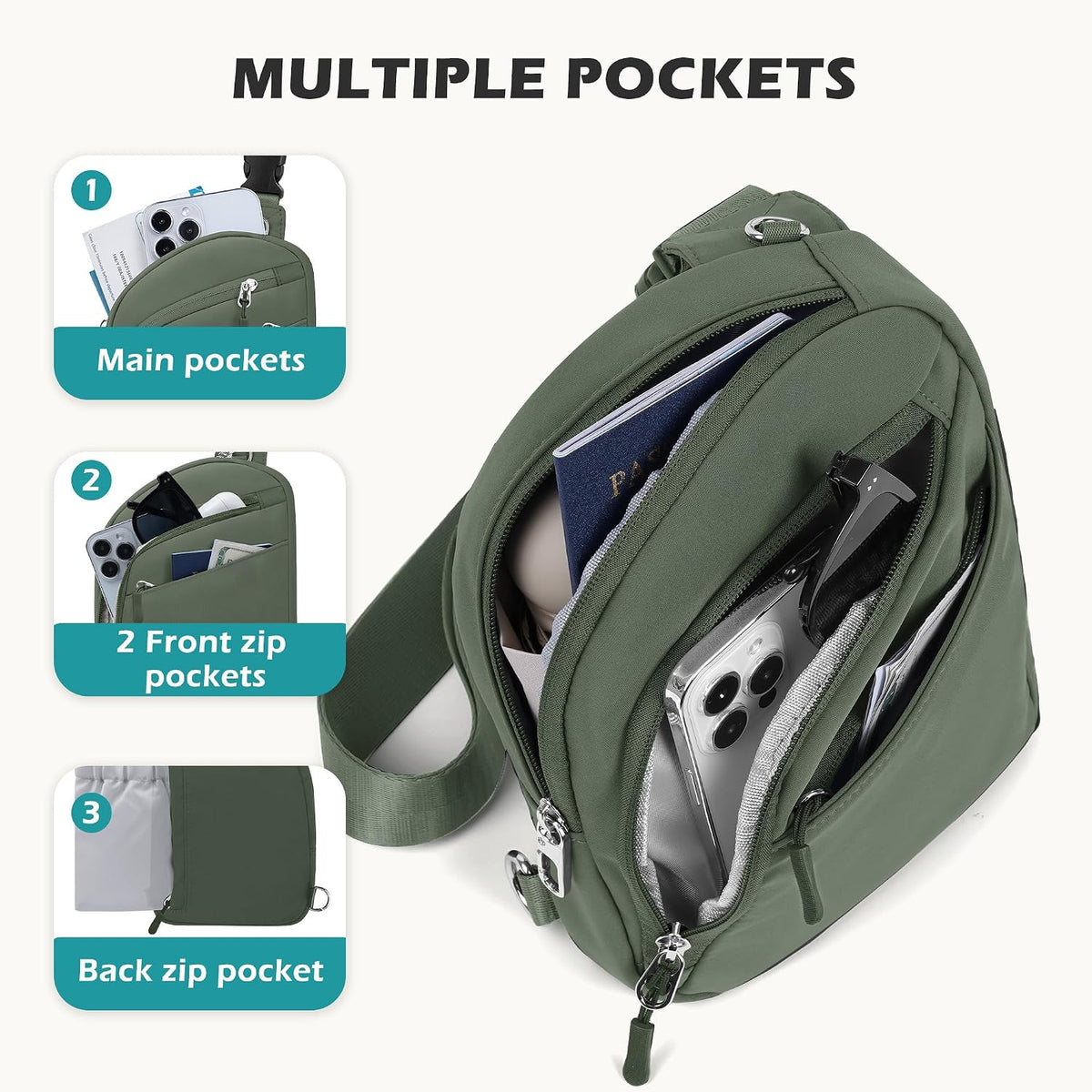 Anti Theft Crossbody Bags for Women Men, Small Sling Crossbody Bag Travel Purse Shoulder Wallet with RFID Blocking