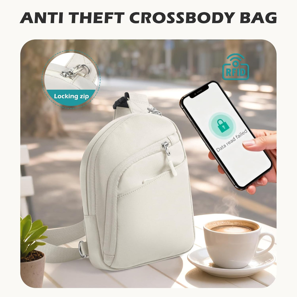 Anti Theft Crossbody Bags for Women Men, Small Sling Crossbody Bag Travel Purse Shoulder Wallet with RFID Blocking