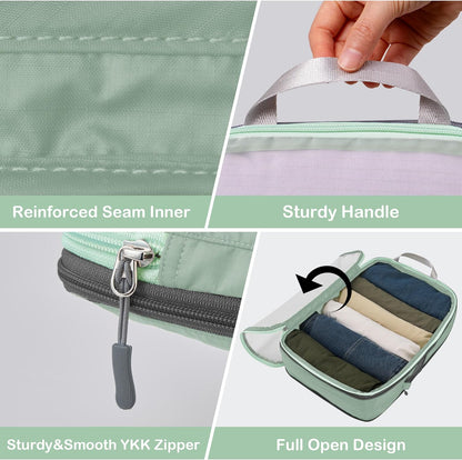 Compression Packing Cubes Mesh, Lightweight Luggage Organizer Bags with Laundry Bag, Toiletries Bag and Shoe Bag, Travel Essentials for Carry on Suitcase（,Black）