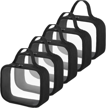 5 Pcs TSA Approved Toiletry Bag Clear Travel Bags With Handle Quart Waterproof Leak-Resistant PVC Makeup Bag Carry-On Airline Complian for Liquids Toiletries, Cosmetics, Gifts for Women and Men