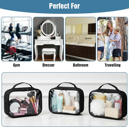 5 Pcs TSA Approved Toiletry Bag Clear Travel Bags With Handle Quart Waterproof Leak-Resistant PVC Makeup Bag Carry-On Airline Complian for Liquids Toiletries, Cosmetics, Gifts for Women and Men