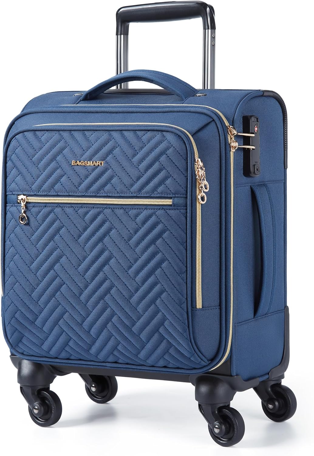 Underseat Carry On luggage Airline approved, 16-inch Softside Underseater Travel Suitcase with Spinner Wheels Lightweight Overnight Bag Small Rolling Carry-on for Women Men Weekender,Black