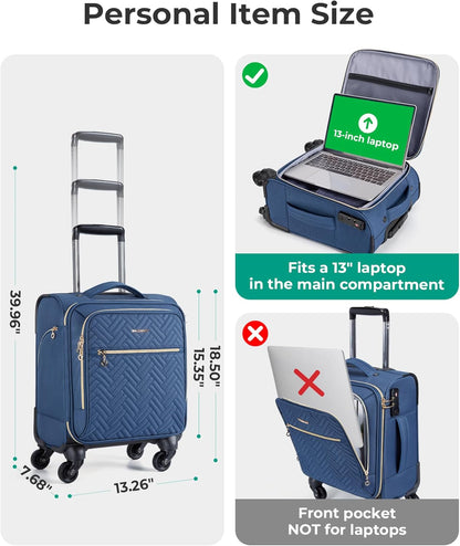 Underseat Carry On luggage Airline approved, 16-inch Softside Underseater Travel Suitcase with Spinner Wheels Lightweight Overnight Bag Small Rolling Carry-on for Women Men Weekender,Black