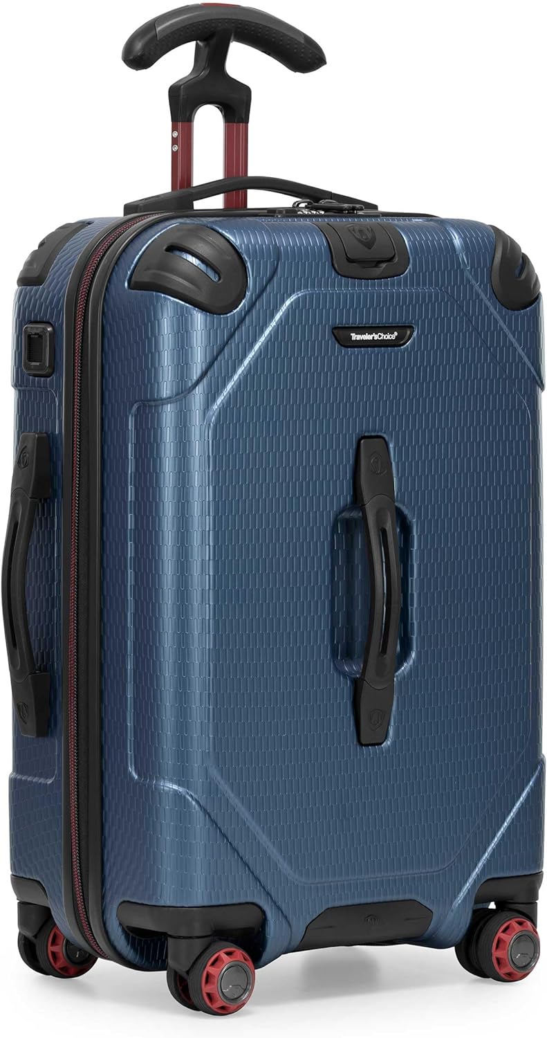 Maxporter II Polycarbonate Hardside Trunk with Spinner Wheels, Navy, 22-Inch Carry-on Luggage