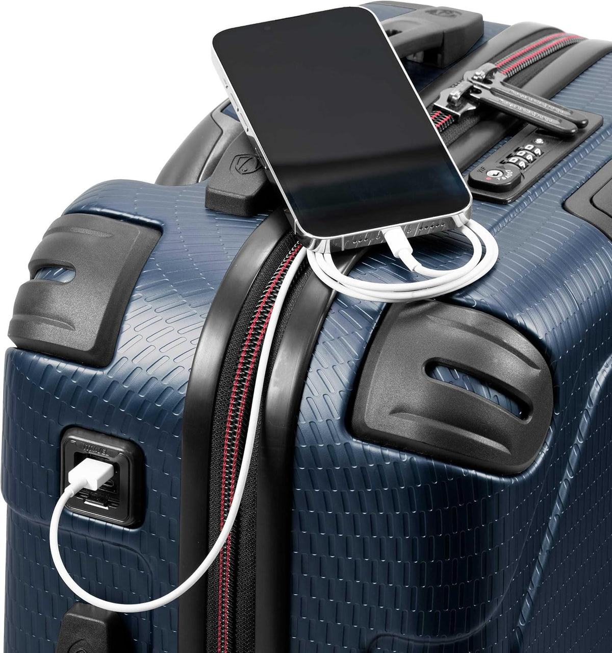 Maxporter II Polycarbonate Hardside Trunk with Spinner Wheels, Navy, 22-Inch Carry-on Luggage