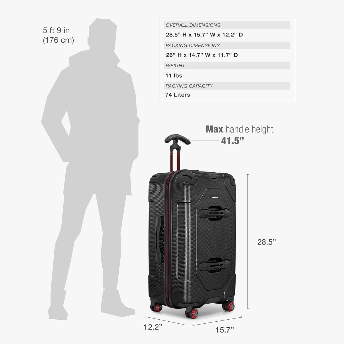 Maxporter II Polycarbonate Hardside Trunk with Spinner Wheels, Navy, 22-Inch Carry-on Luggage