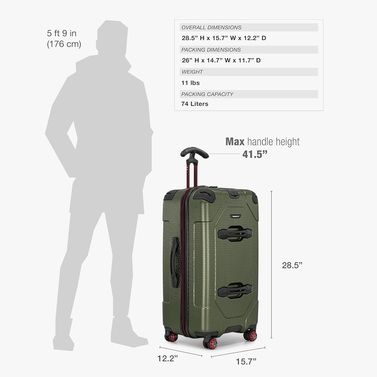 Maxporter II Polycarbonate Hardside Trunk with Spinner Wheels, Navy, 22-Inch Carry-on Luggage