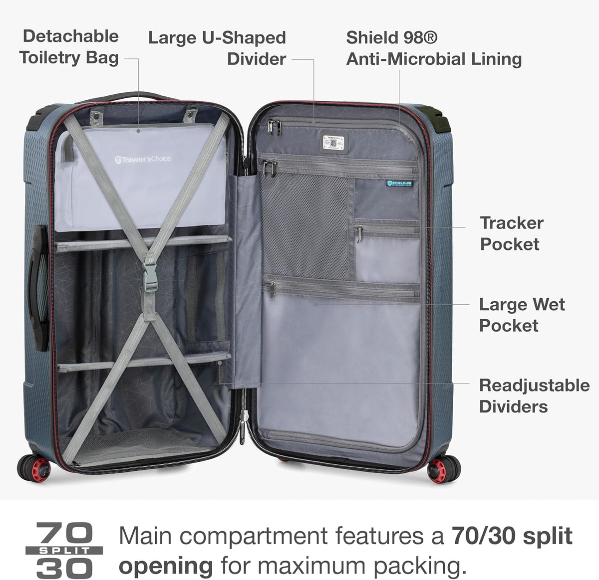 Maxporter II Polycarbonate Hardside Trunk with Spinner Wheels, Navy, 22-Inch Carry-on Luggage