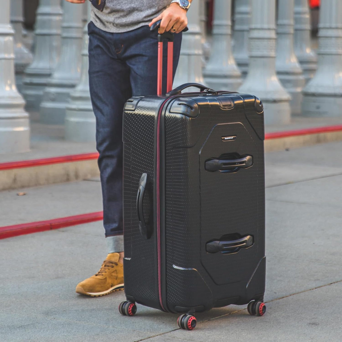 Maxporter II Polycarbonate Hardside Trunk with Spinner Wheels, Navy, 22-Inch Carry-on Luggage