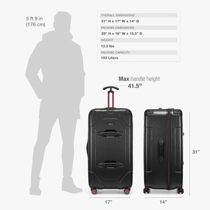 Maxporter II Polycarbonate Hardside Trunk with Spinner Wheels, Navy, 22-Inch Carry-on Luggage