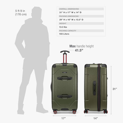Maxporter II Polycarbonate Hardside Trunk with Spinner Wheels, Navy, 22-Inch Carry-on Luggage