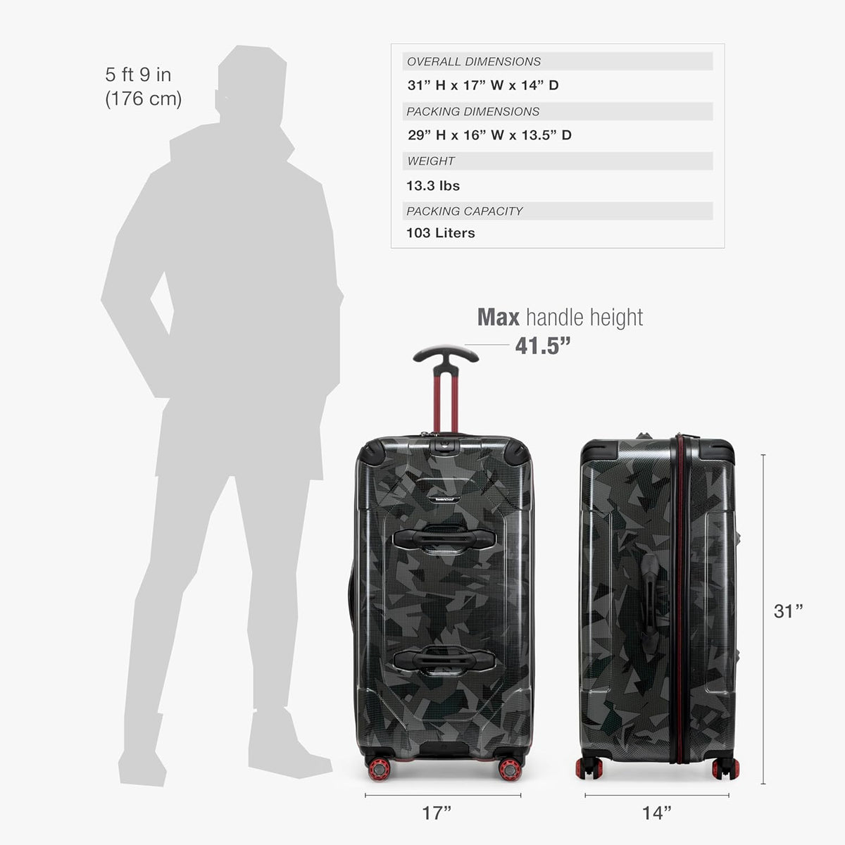 Maxporter II Polycarbonate Hardside Trunk with Spinner Wheels, Navy, 22-Inch Carry-on Luggage