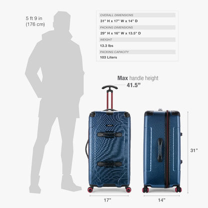 Maxporter II Polycarbonate Hardside Trunk with Spinner Wheels, Navy, 22-Inch Carry-on Luggage