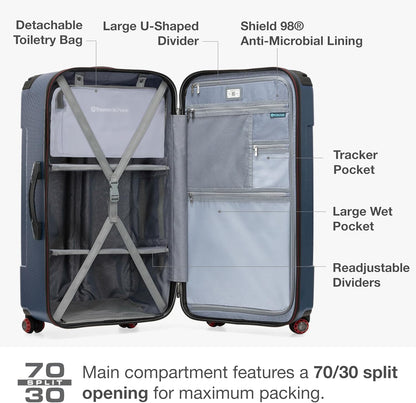 Maxporter II Polycarbonate Hardside Trunk with Spinner Wheels, Navy, 22-Inch Carry-on Luggage