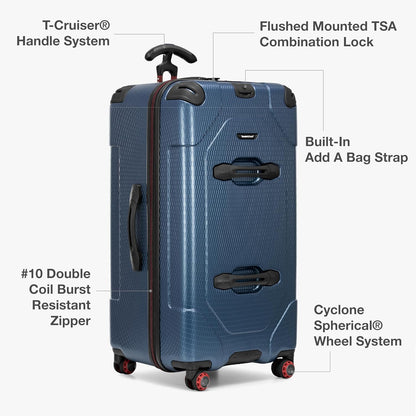 Maxporter II Polycarbonate Hardside Trunk with Spinner Wheels, Navy, 22-Inch Carry-on Luggage