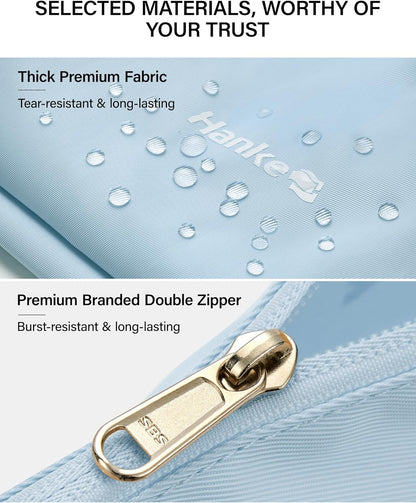7 Piece Expandable Compression Packing Cubes, Premium Travel Packing Organizers for Suitcases/Carry On, Luggage Organizer Bags with Breathable Mesh & Label,Light Blue