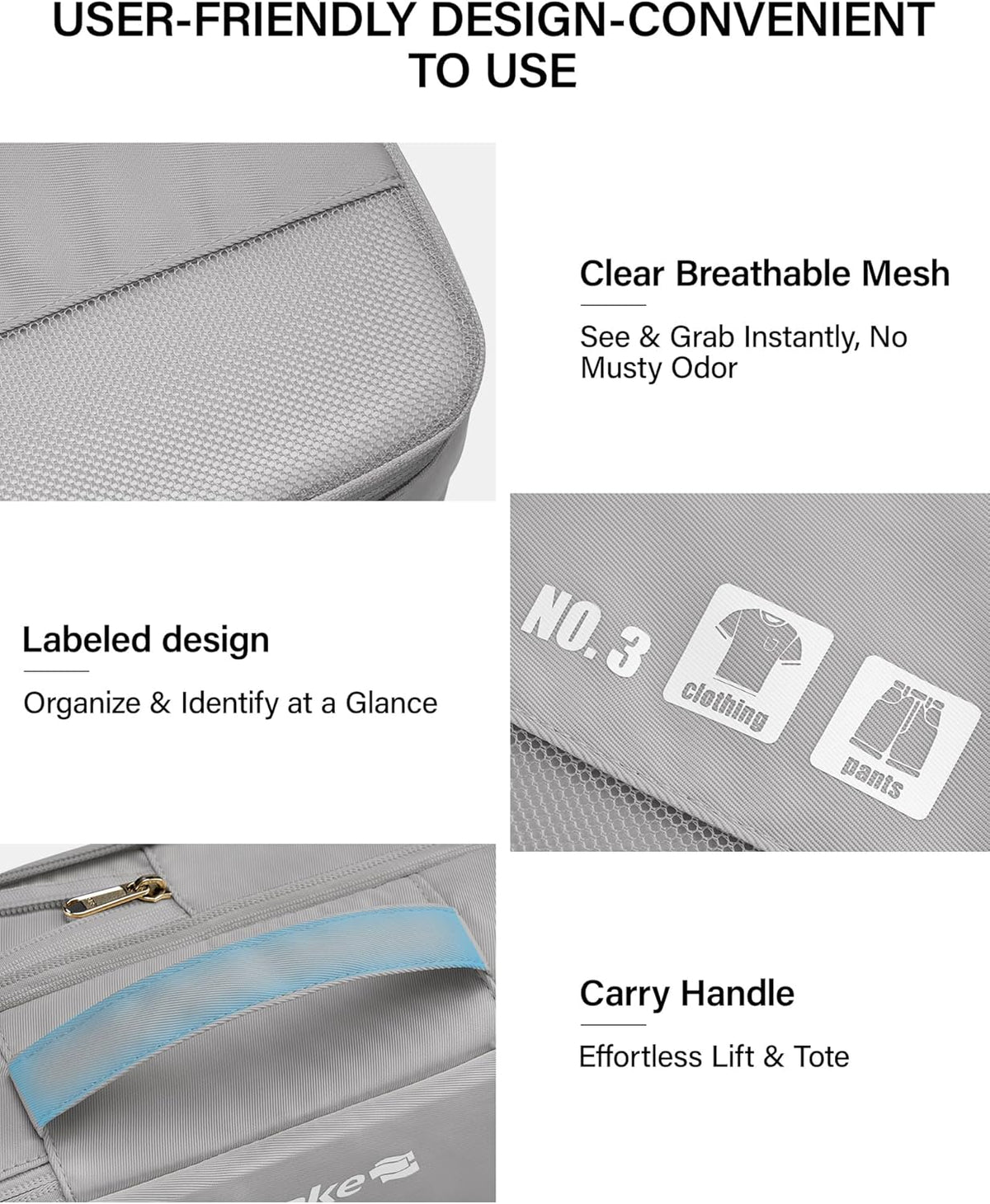 7 Piece Expandable Compression Packing Cubes, Premium Travel Packing Organizers for Suitcases/Carry On, Luggage Organizer Bags with Breathable Mesh & Label,Light Blue