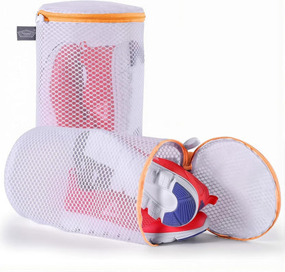 Shoe Washing Machine Bag, Shoe Cleaning Bag, Grey Zipper, 7x15" | Shoe Bag, For Sneaker, Tennis, Footwear, Trainers, Slippers, Sock, Honeycomb Mesh, Prevent Tangling