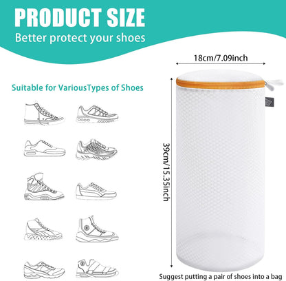 Shoe Washing Machine Bag, Shoe Cleaning Bag, Grey Zipper, 7x15" | Shoe Bag, For Sneaker, Tennis, Footwear, Trainers, Slippers, Sock, Honeycomb Mesh, Prevent Tangling