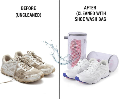 Shoe Washing Machine Bag, Shoe Cleaning Bag, Grey Zipper, 7x15" | Shoe Bag, For Sneaker, Tennis, Footwear, Trainers, Slippers, Sock, Honeycomb Mesh, Prevent Tangling