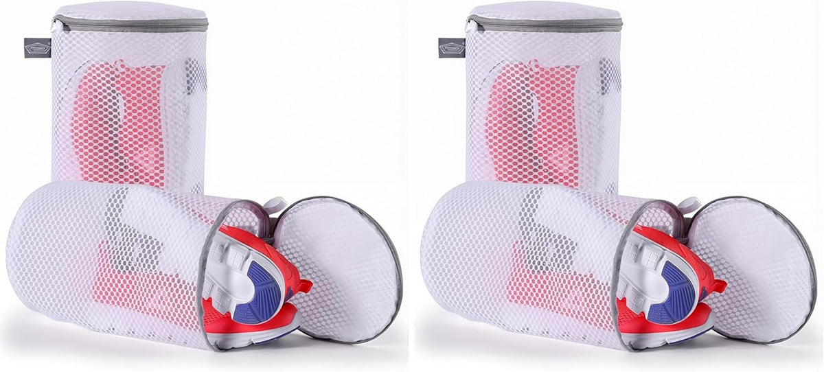 Shoe Washing Machine Bag, Shoe Cleaning Bag, Grey Zipper, 7x15" | Shoe Bag, For Sneaker, Tennis, Footwear, Trainers, Slippers, Sock, Honeycomb Mesh, Prevent Tangling