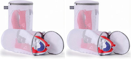Shoe Washing Machine Bag, Shoe Cleaning Bag, Grey Zipper, 7x15" | Shoe Bag, For Sneaker, Tennis, Footwear, Trainers, Slippers, Sock, Honeycomb Mesh, Prevent Tangling