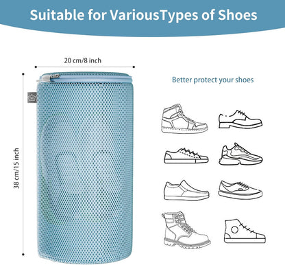 Shoe Washing Machine Bag, Shoe Cleaning Bag, Grey Zipper, 7x15" | Shoe Bag, For Sneaker, Tennis, Footwear, Trainers, Slippers, Sock, Honeycomb Mesh, Prevent Tangling