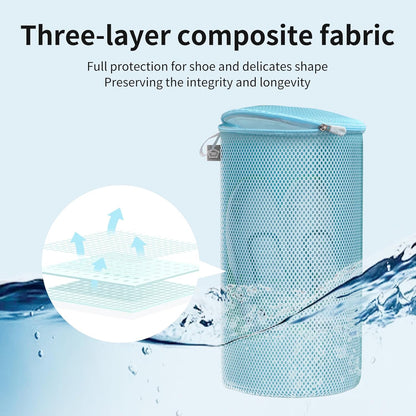 Shoe Washing Machine Bag, Shoe Cleaning Bag, Grey Zipper, 7x15" | Shoe Bag, For Sneaker, Tennis, Footwear, Trainers, Slippers, Sock, Honeycomb Mesh, Prevent Tangling