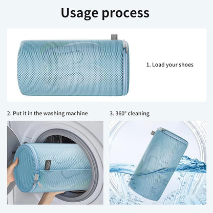 Shoe Washing Machine Bag, Shoe Cleaning Bag, Grey Zipper, 7x15" | Shoe Bag, For Sneaker, Tennis, Footwear, Trainers, Slippers, Sock, Honeycomb Mesh, Prevent Tangling