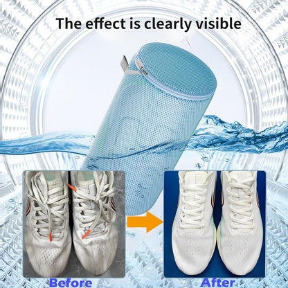 Shoe Washing Machine Bag, Shoe Cleaning Bag, Grey Zipper, 7x15" | Shoe Bag, For Sneaker, Tennis, Footwear, Trainers, Slippers, Sock, Honeycomb Mesh, Prevent Tangling