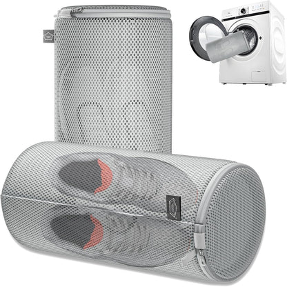 Shoe Washing Machine Bag, Shoe Cleaning Bag, Grey Zipper, 7x15" | Shoe Bag, For Sneaker, Tennis, Footwear, Trainers, Slippers, Sock, Honeycomb Mesh, Prevent Tangling