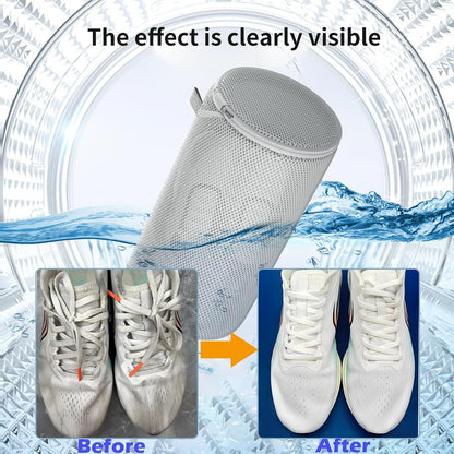 Shoe Washing Machine Bag, Shoe Cleaning Bag, Grey Zipper, 7x15" | Shoe Bag, For Sneaker, Tennis, Footwear, Trainers, Slippers, Sock, Honeycomb Mesh, Prevent Tangling