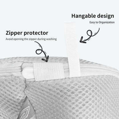 Shoe Washing Machine Bag, Shoe Cleaning Bag, Grey Zipper, 7x15" | Shoe Bag, For Sneaker, Tennis, Footwear, Trainers, Slippers, Sock, Honeycomb Mesh, Prevent Tangling