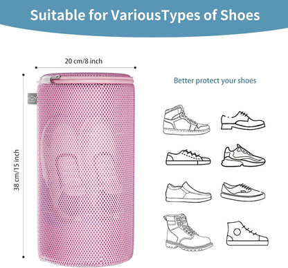 Shoe Washing Machine Bag, Shoe Cleaning Bag, Grey Zipper, 7x15" | Shoe Bag, For Sneaker, Tennis, Footwear, Trainers, Slippers, Sock, Honeycomb Mesh, Prevent Tangling