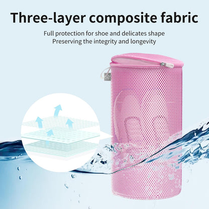 Shoe Washing Machine Bag, Shoe Cleaning Bag, Grey Zipper, 7x15" | Shoe Bag, For Sneaker, Tennis, Footwear, Trainers, Slippers, Sock, Honeycomb Mesh, Prevent Tangling