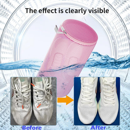 Shoe Washing Machine Bag, Shoe Cleaning Bag, Grey Zipper, 7x15" | Shoe Bag, For Sneaker, Tennis, Footwear, Trainers, Slippers, Sock, Honeycomb Mesh, Prevent Tangling